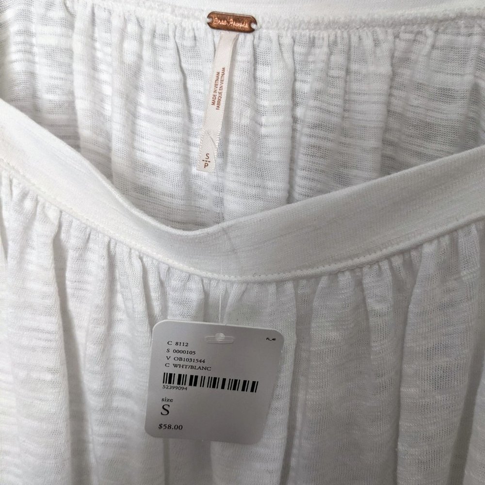 Free People White Square Neck Balloon Sleeve Top S - Picture 4 of 8